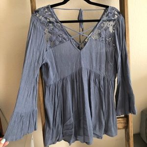 Blue lace blouse
